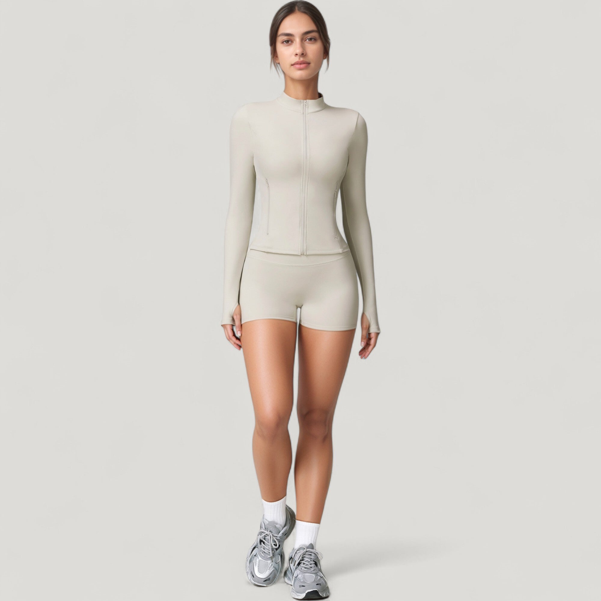 Anna-Kaci Active Women's Long Sleeve Zip-Up Athletic Jacket with Thumbholes and High Neckline