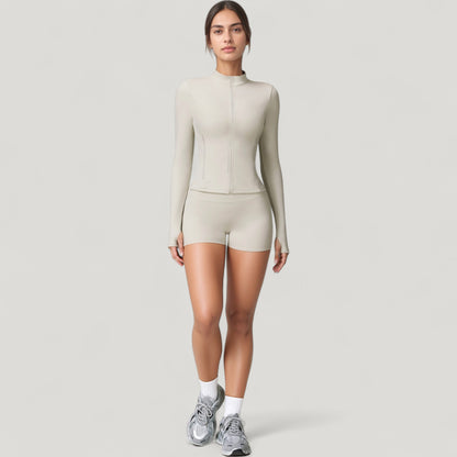 Anna-Kaci Active Women's Long Sleeve Zip-Up Athletic Jacket with Thumbholes and High Neckline