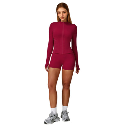 Anna-Kaci Active Women's Long Sleeve Zip-Up Athletic Jacket with Thumbholes and High Neckline
