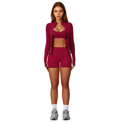 Anna-Kaci Active Women's Long Sleeve Zip-Up Athletic Jacket with Thumbholes and High Neckline