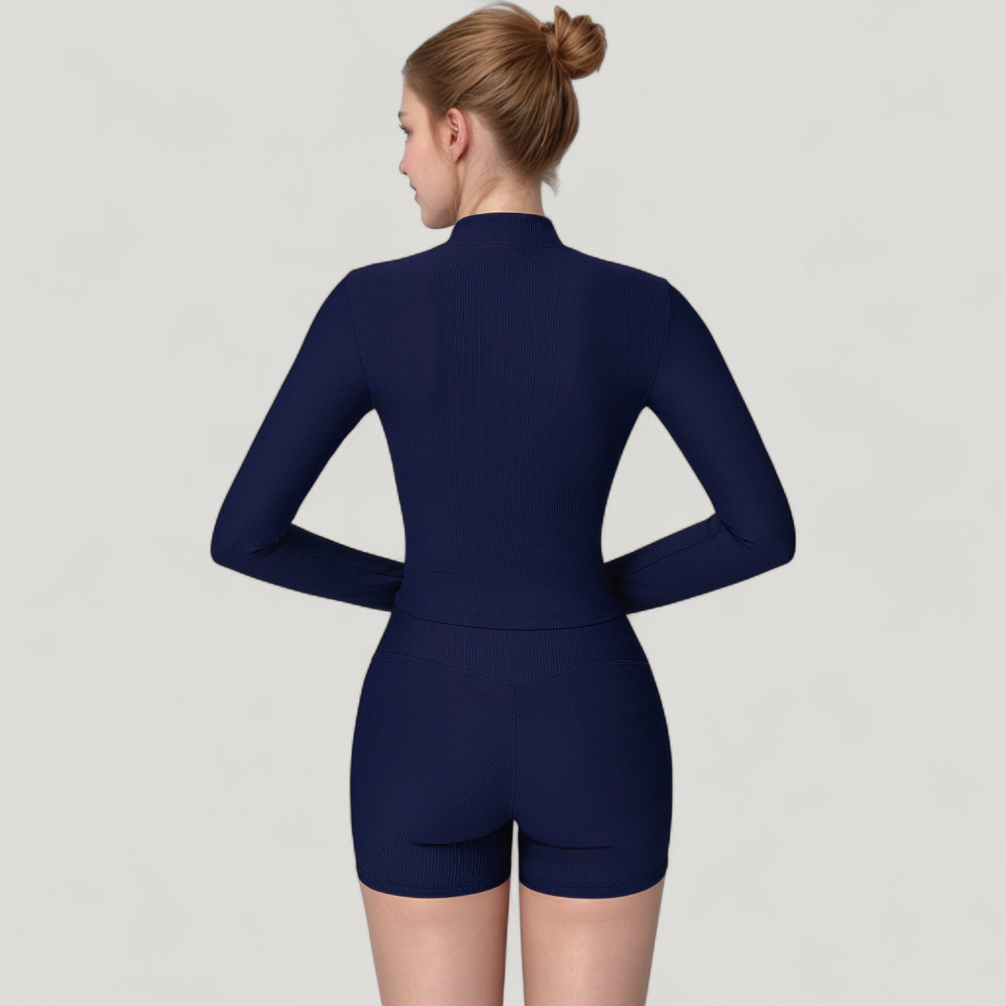 Anna-Kaci Active Women's Long Sleeve Ribbed Zip-Up Athletic Jacket with High Neckline