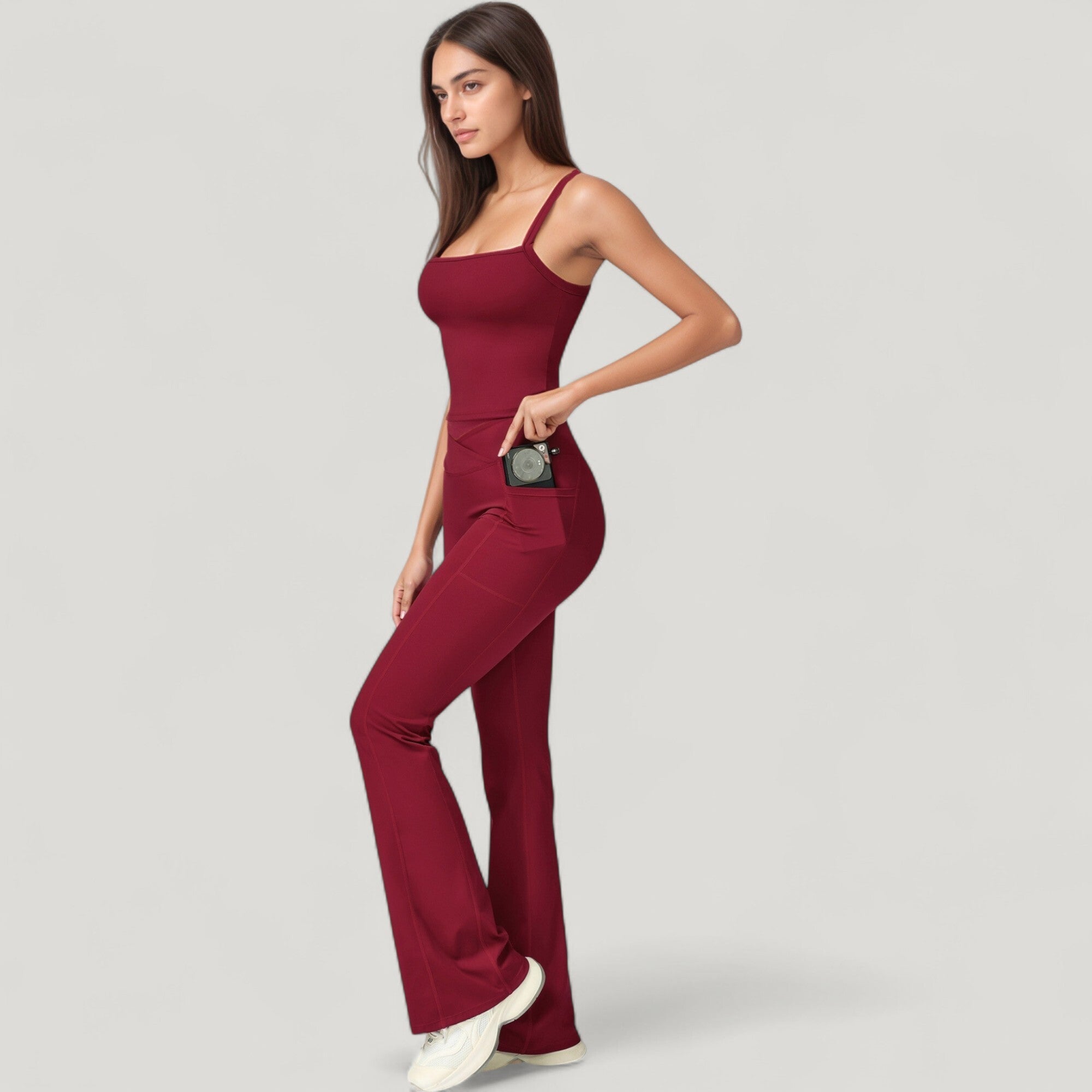 Anna-Kaci Active Women's Crossover Waist Flare Lounge Pants in Soft Woven Fabric with Relaxed Fit and Streamlined Silhouette