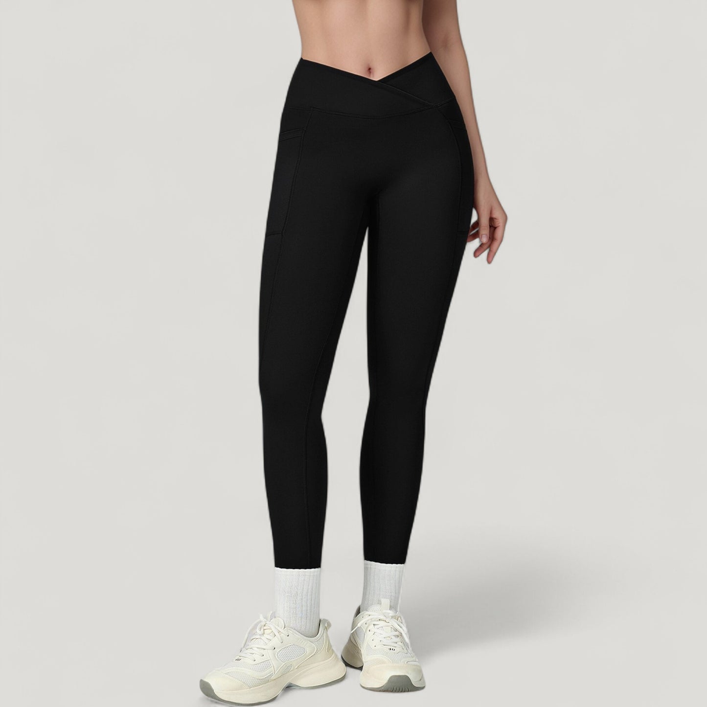 Anna-Kaci Active Women's High Waist Crossover Lounge Leggings with Full Length Slim Fit and Flattering Waistband