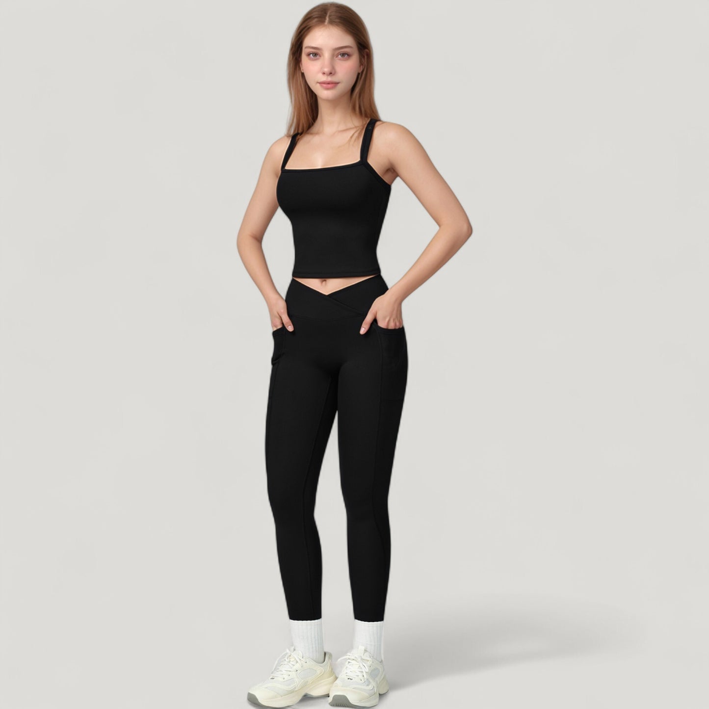 Anna-Kaci Active Women's High Waist Crossover Lounge Leggings with Full Length Slim Fit and Flattering Waistband