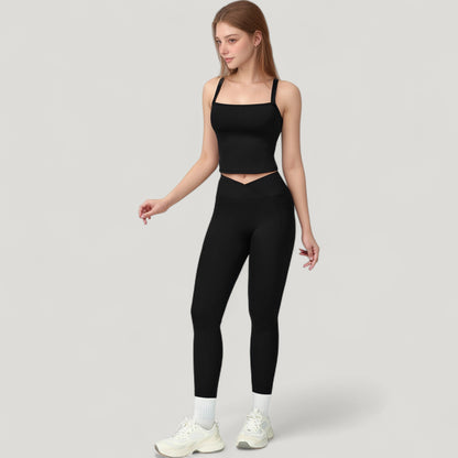 Anna-Kaci Active Women's High Waist Crossover Lounge Leggings with Full Length Slim Fit and Flattering Waistband