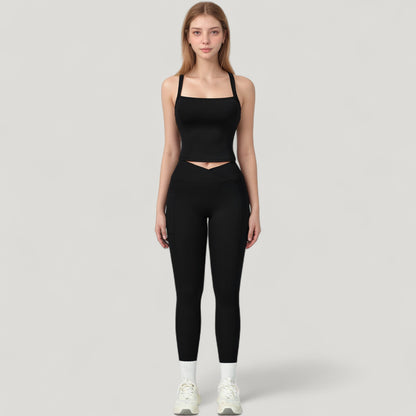Anna-Kaci Active Women's High Waist Crossover Lounge Leggings with Full Length Slim Fit and Flattering Waistband