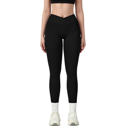 Anna-Kaci Active Women's High Waist Crossover Lounge Leggings with Full Length Slim Fit and Flattering Waistband