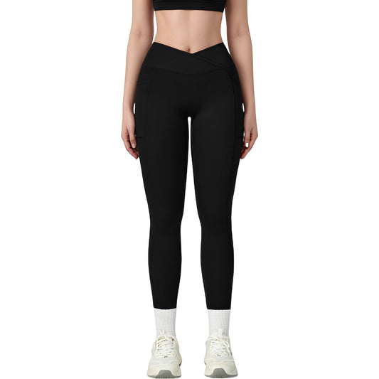Anna-Kaci Active Women's High Waist Crossover Lounge Leggings with Full Length Slim Fit and Flattering Waistband
