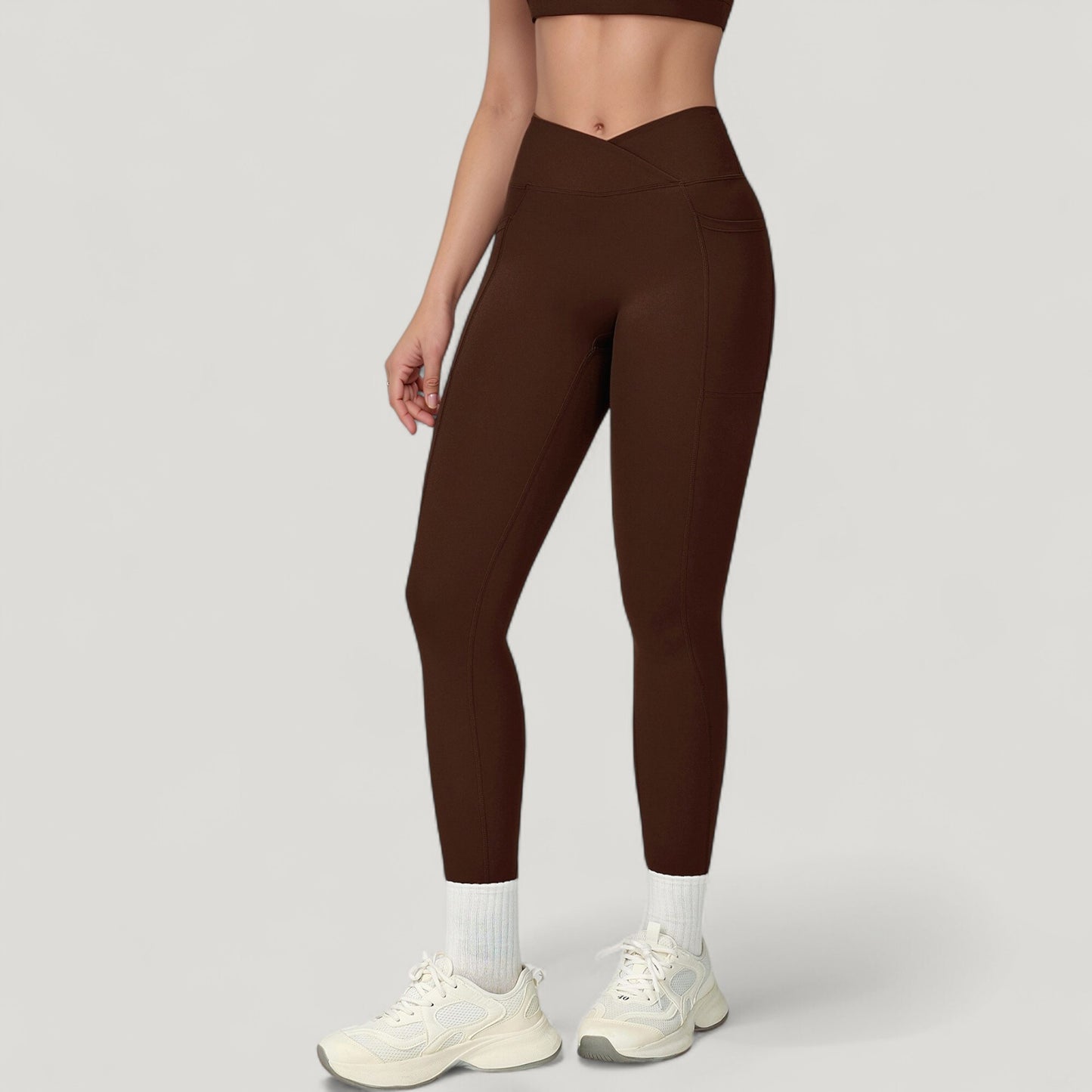 Anna-Kaci Active Women's High Waist Crossover Lounge Leggings with Full Length Slim Fit and Flattering Waistband