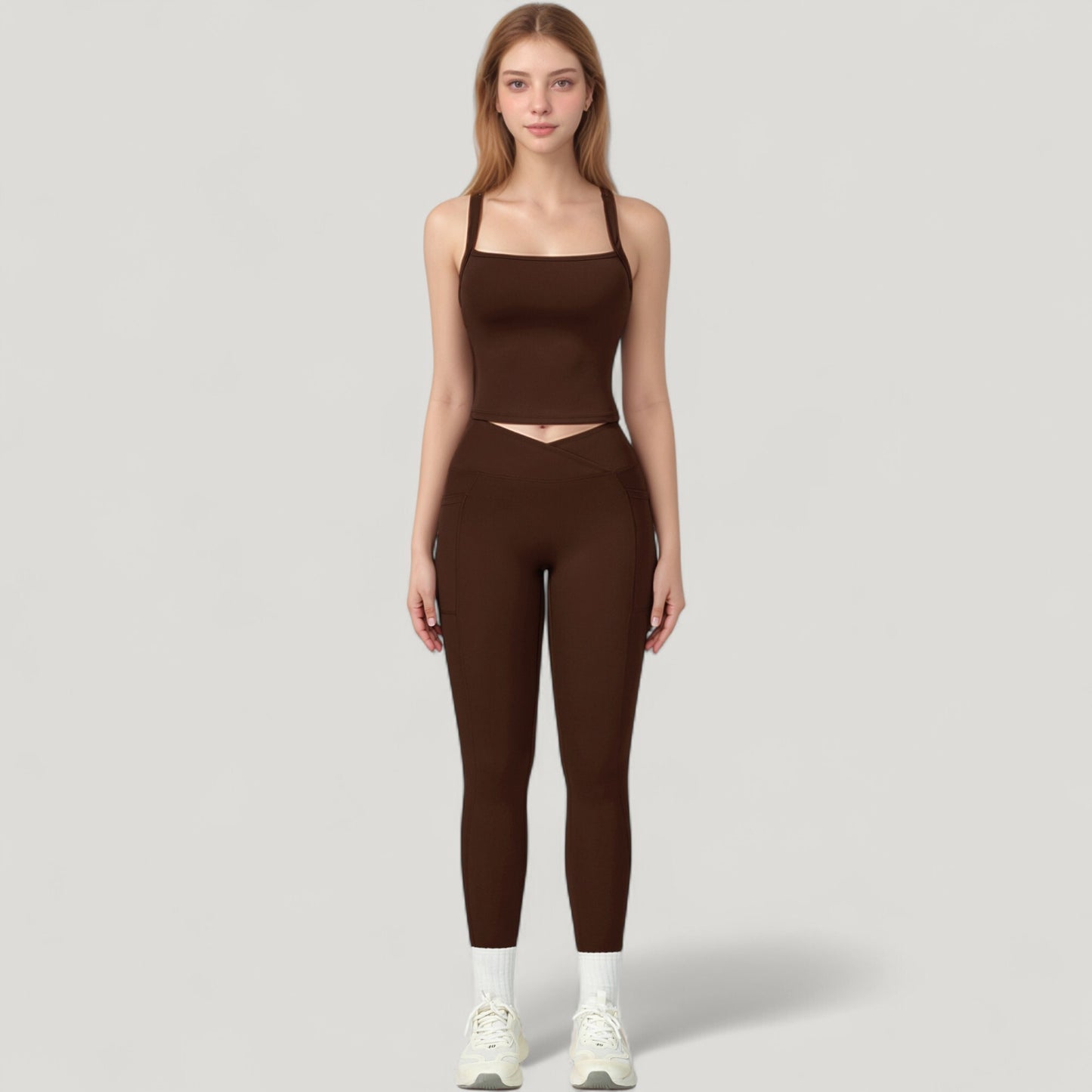 Anna-Kaci Active Women's High Waist Crossover Lounge Leggings with Full Length Slim Fit and Flattering Waistband