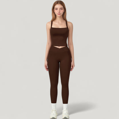 Anna-Kaci Active Women's High Waist Crossover Lounge Leggings with Full Length Slim Fit and Flattering Waistband