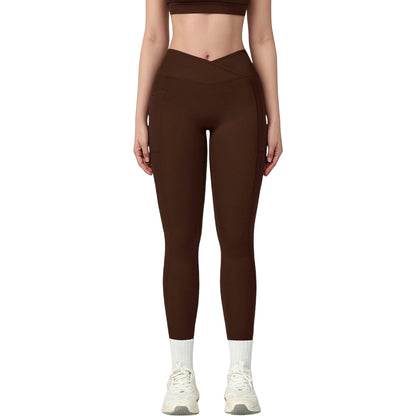 Anna-Kaci Active Women's High Waist Crossover Lounge Leggings with Full Length Slim Fit and Flattering Waistband