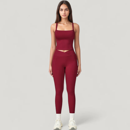 Anna-Kaci Active Women's High Waist Crossover Lounge Leggings with Full Length Slim Fit and Flattering Waistband