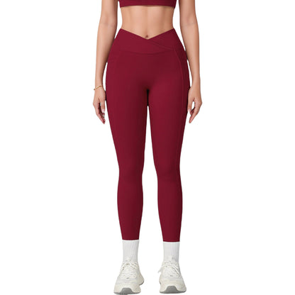 Anna-Kaci Active Women's High Waist Crossover Lounge Leggings with Full Length Slim Fit and Flattering Waistband