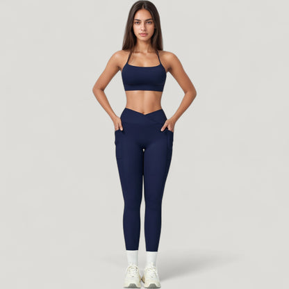 Anna-Kaci Active Women's High Waist Crossover Lounge Leggings with Full Length Slim Fit and Flattering Waistband