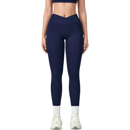 Anna-Kaci Active Women's High Waist Crossover Lounge Leggings with Full Length Slim Fit and Flattering Waistband