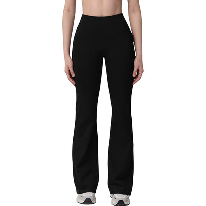 Anna-Kaci Active Women's High Waist Flare Lounge Pants with Smooth Woven Fabric and Fitted Contoured Silhouette