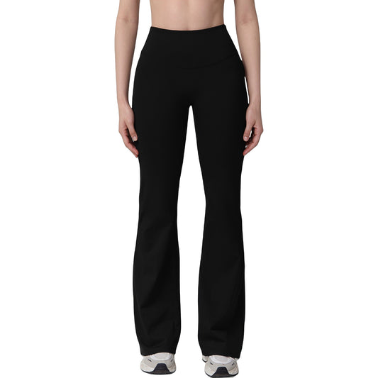 Anna-Kaci Active Women's High Waist Flare Lounge Pants with Smooth Woven Fabric and Fitted Contoured Silhouette