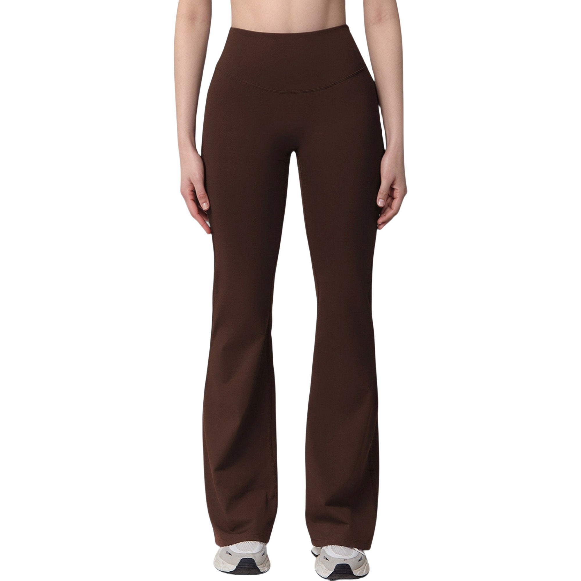 Anna-Kaci Active Women's High Waist Flare Lounge Pants with Smooth Woven Fabric and Fitted Contoured Silhouette