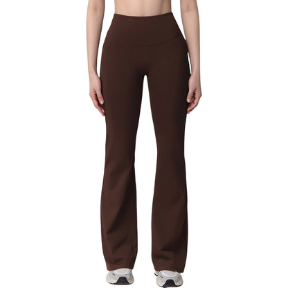 Anna-Kaci Active Women's High Waist Flare Lounge Pants with Smooth Woven Fabric and Fitted Contoured Silhouette