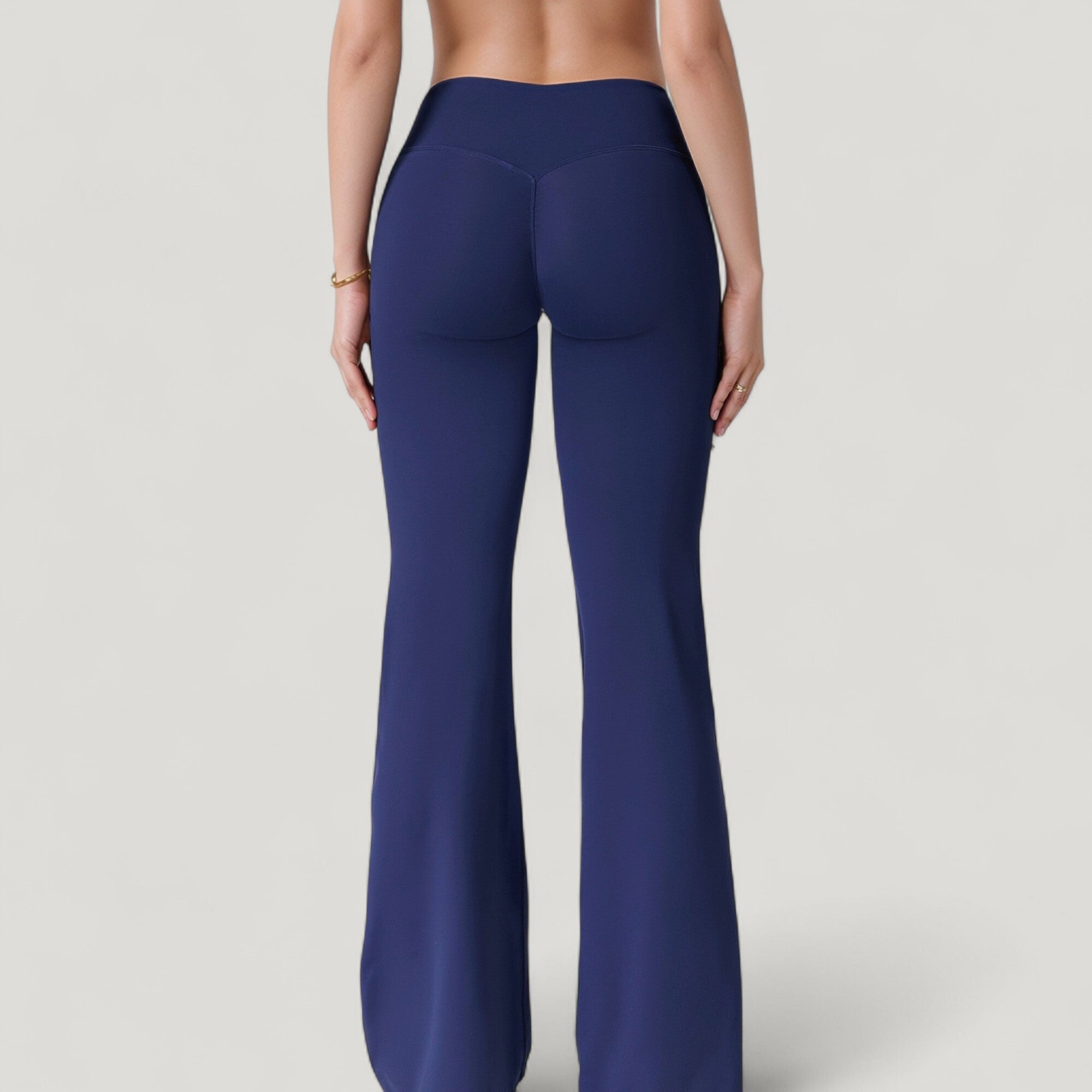 Anna-Kaci Active Women's High Waist Flare Lounge Pants with Smooth Woven Fabric and Fitted Contoured Silhouette