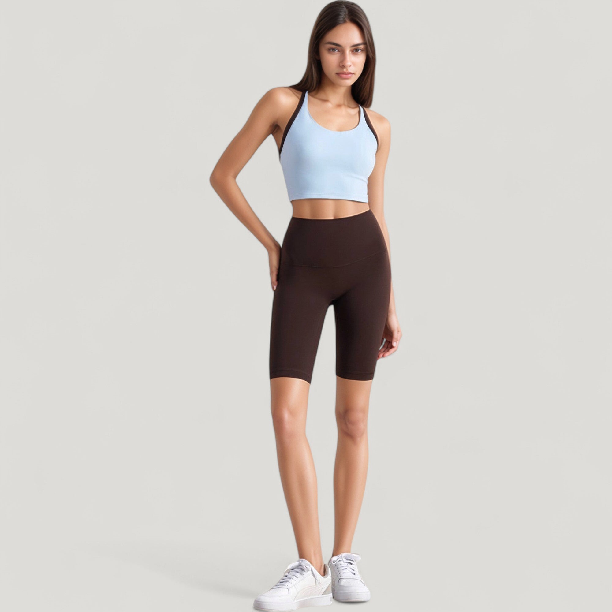 Anna-Kaci Active Women's Scoop Neck Racerback Sports Bra with Contrast Trim