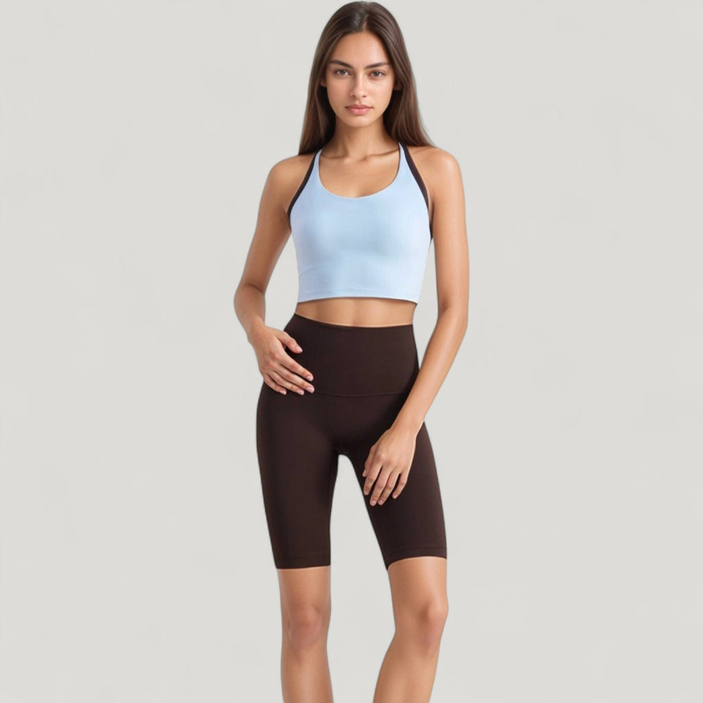 Anna-Kaci Active Women's Scoop Neck Racerback Sports Bra with Contrast Trim