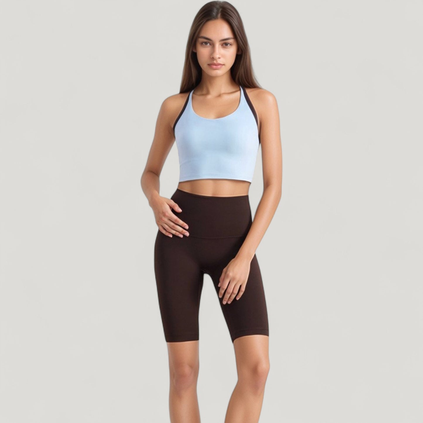 Anna-Kaci Active Women's Scoop Neck Racerback Sports Bra with Contrast Trim
