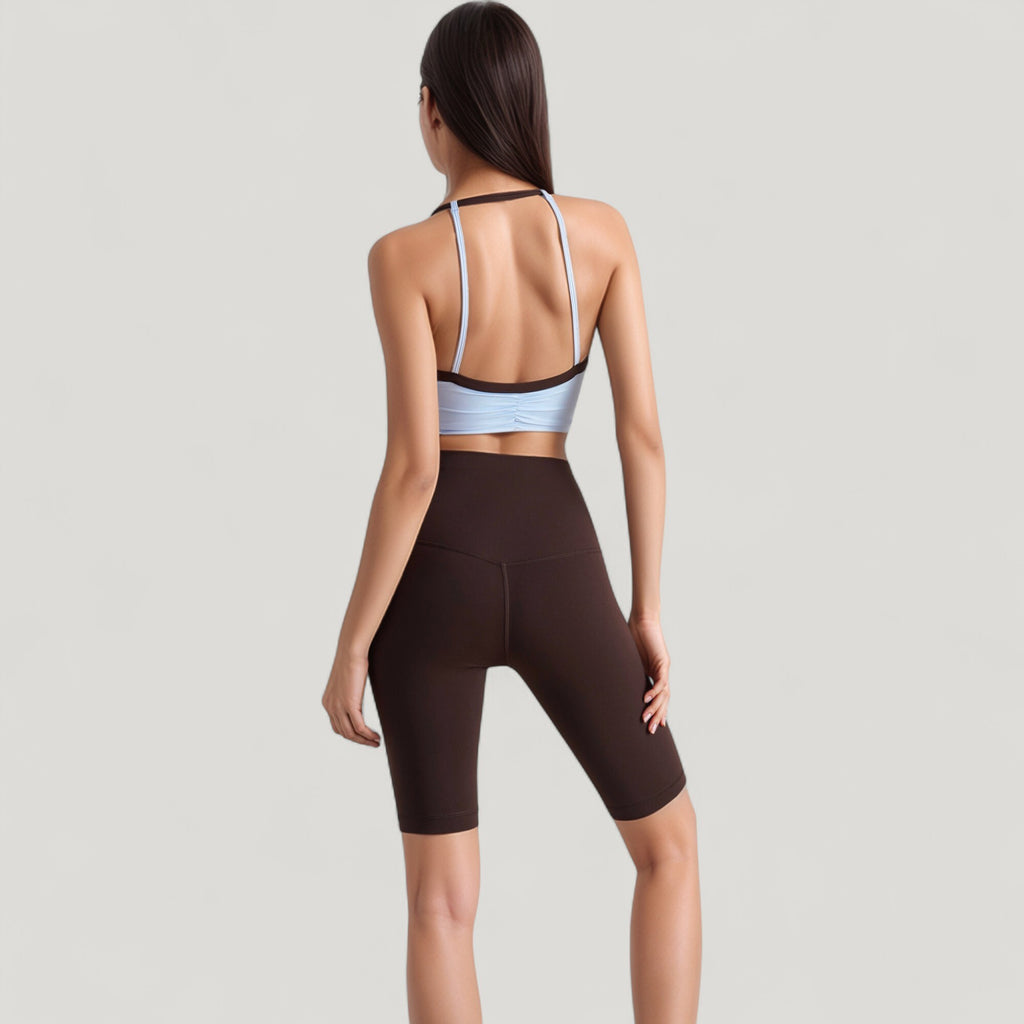 Anna-Kaci Active Women's Scoop Neck Racerback Sports Bra with Contrast Trim