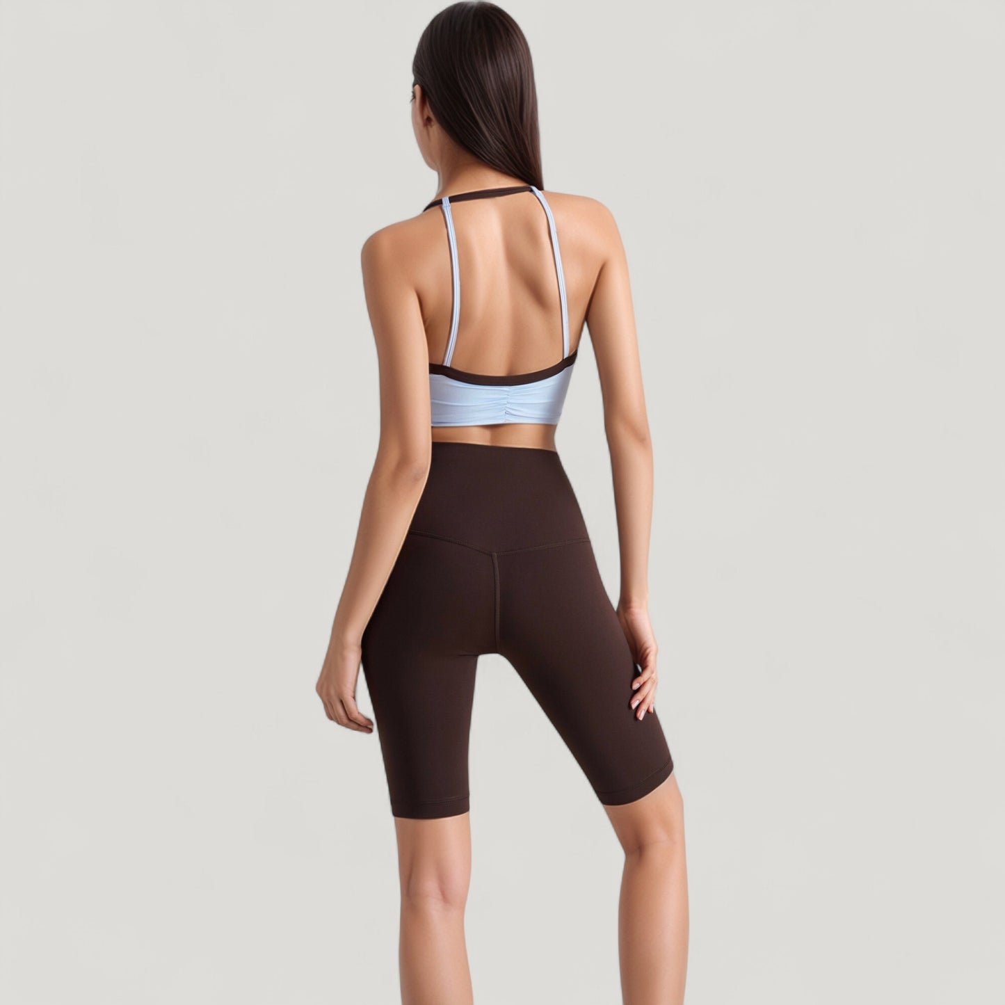 Anna-Kaci Active Women's Scoop Neck Racerback Sports Bra with Contrast Trim