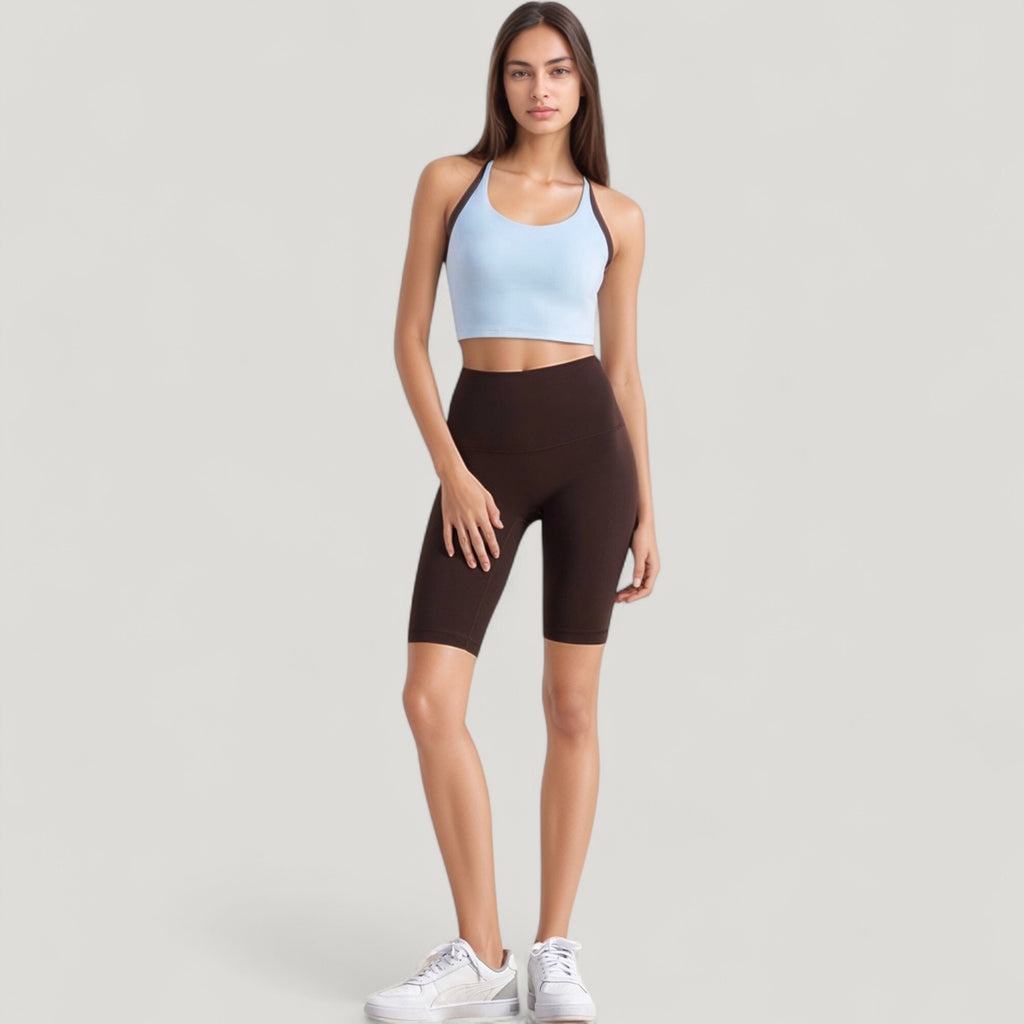 Anna-Kaci Active Women's Scoop Neck Racerback Sports Bra with Contrast Trim