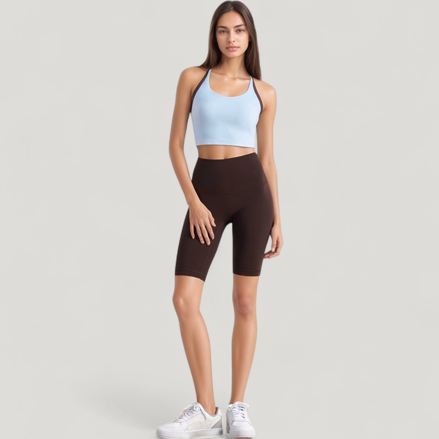 Anna-Kaci Active Women's Scoop Neck Racerback Sports Bra with Contrast Trim