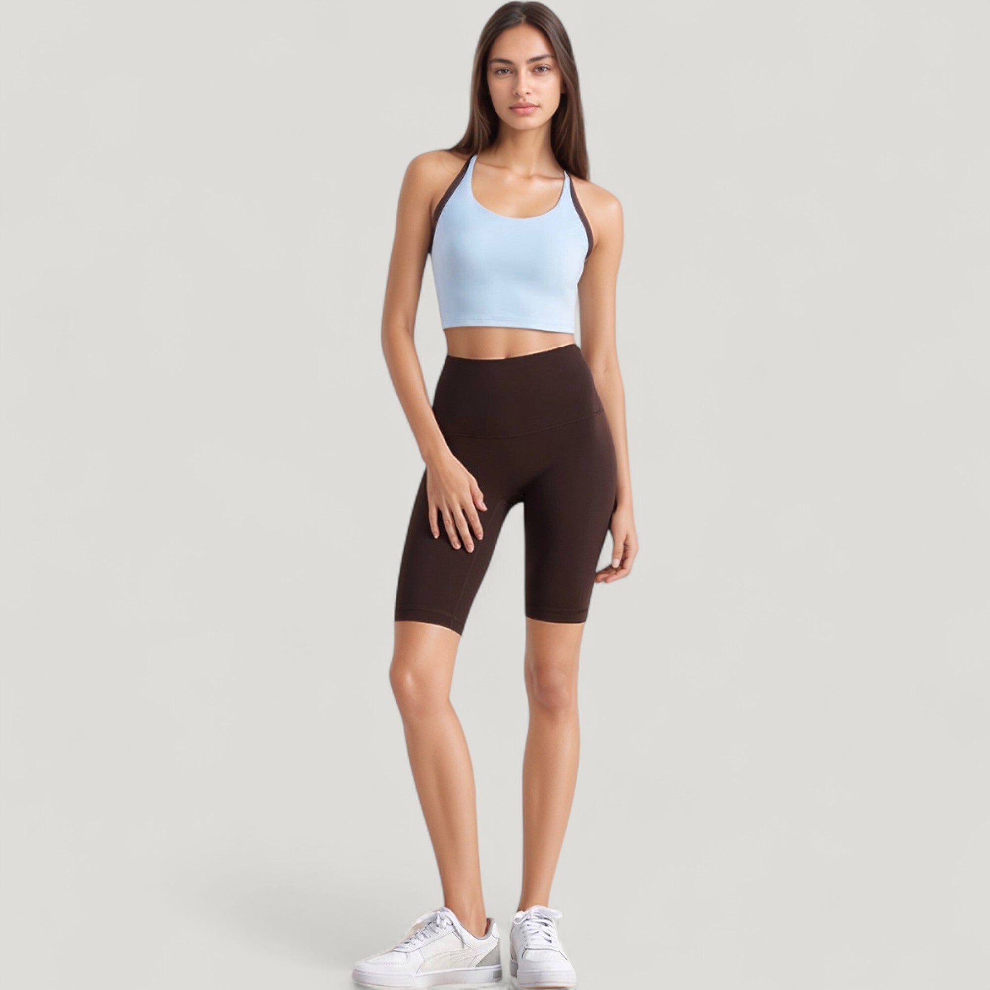 Anna-Kaci Active Women's Scoop Neck Racerback Sports Bra with Contrast Trim