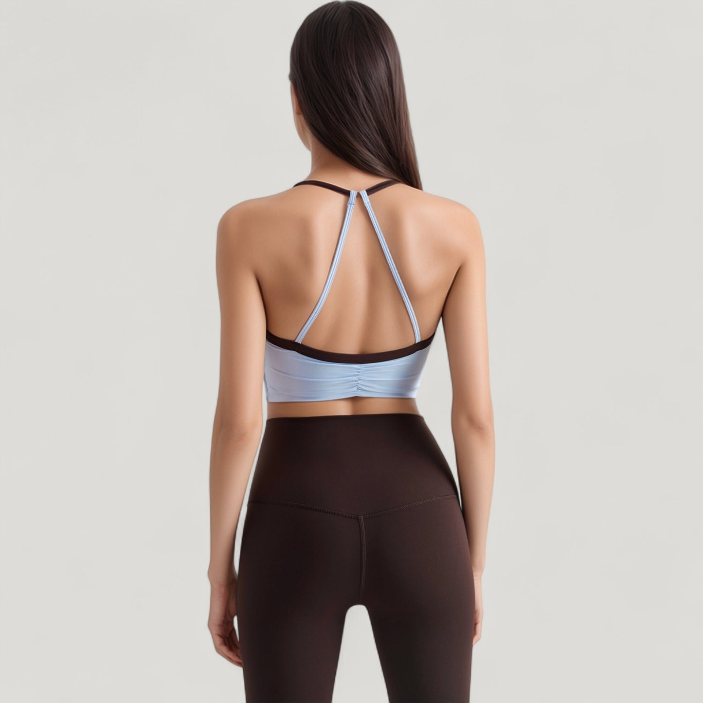 Anna-Kaci Active Women's Scoop Neck Racerback Sports Bra with Contrast Trim