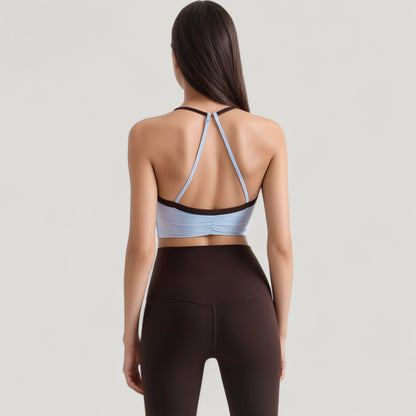 Anna-Kaci Active Women's Scoop Neck Racerback Sports Bra with Contrast Trim