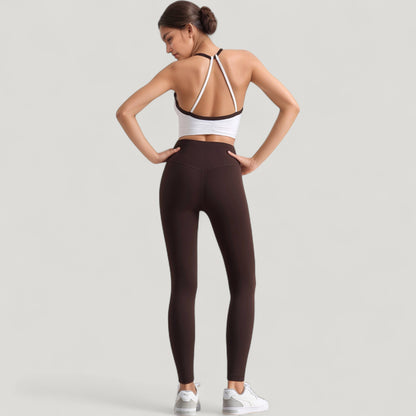 Anna-Kaci Active Women's Scoop Neck Racerback Sports Bra with Contrast Trim