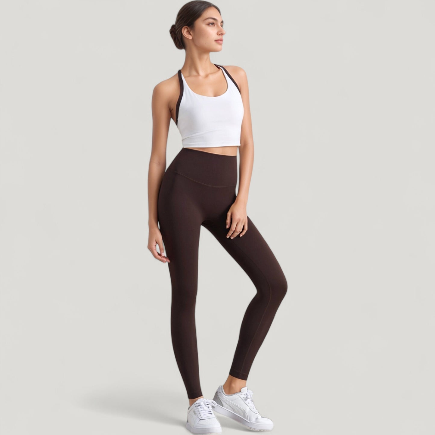 Anna-Kaci Active Women's Scoop Neck Racerback Sports Bra with Contrast Trim