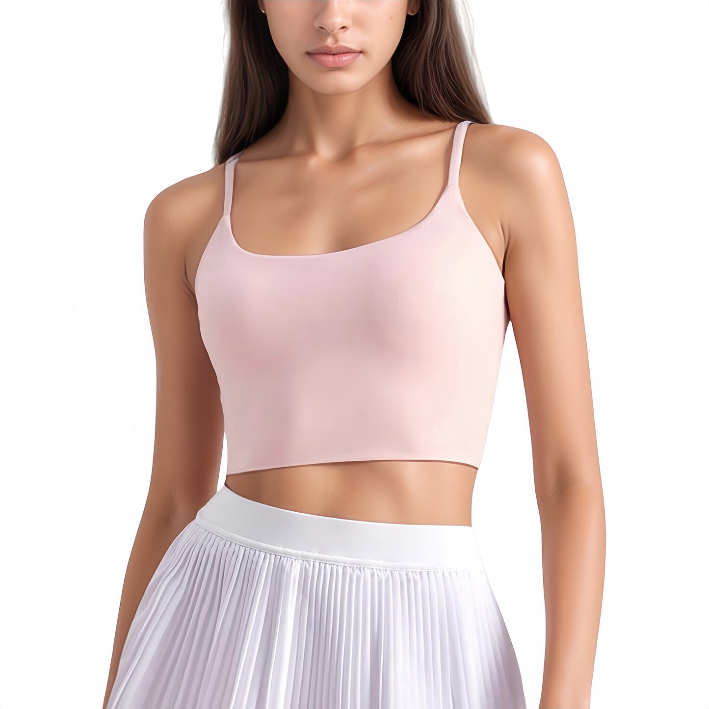 Anna-Kaci Active Women's Scoop Neck Spaghetti Strap Sports Bra with Smooth Finish