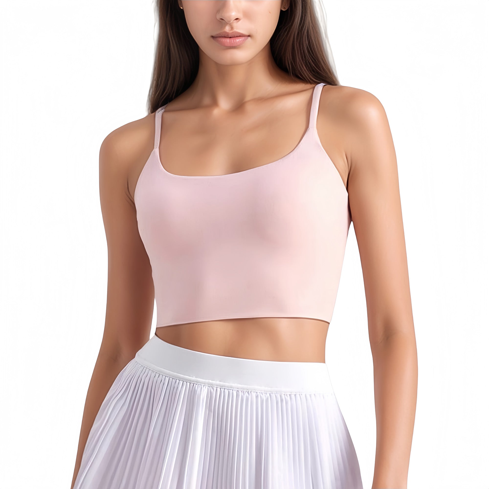 Anna-Kaci Active Women's Scoop Neck Spaghetti Strap Sports Bra with Smooth Finish