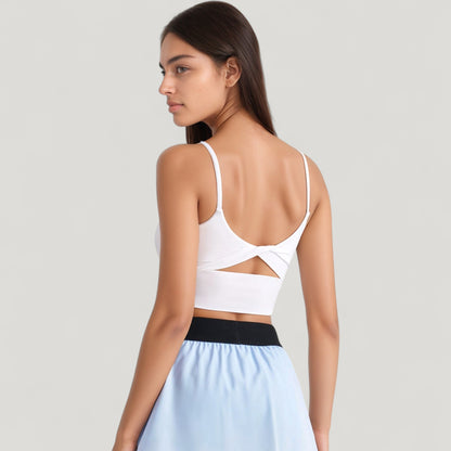 Anna-Kaci Active Women's Scoop Neck Spaghetti Strap Sports Bra with Smooth Finish