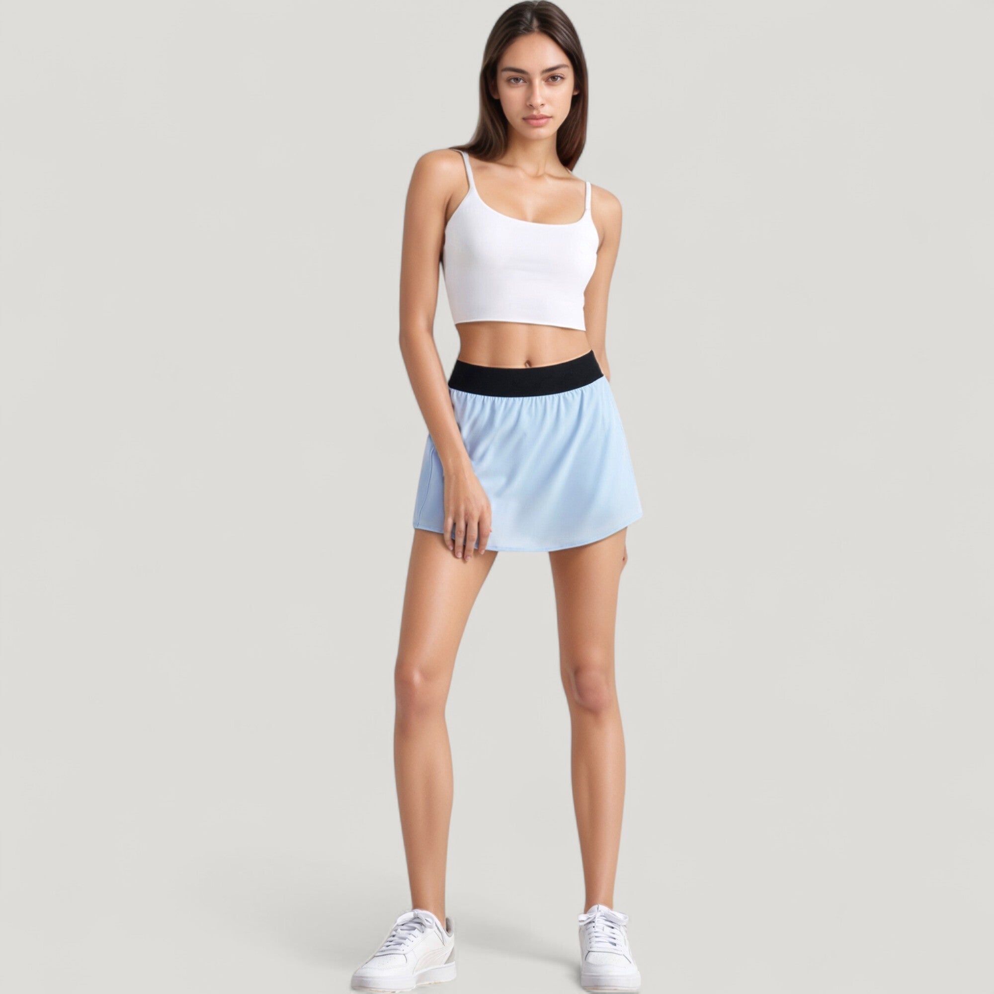 Anna-Kaci Active Women's Scoop Neck Spaghetti Strap Sports Bra with Smooth Finish