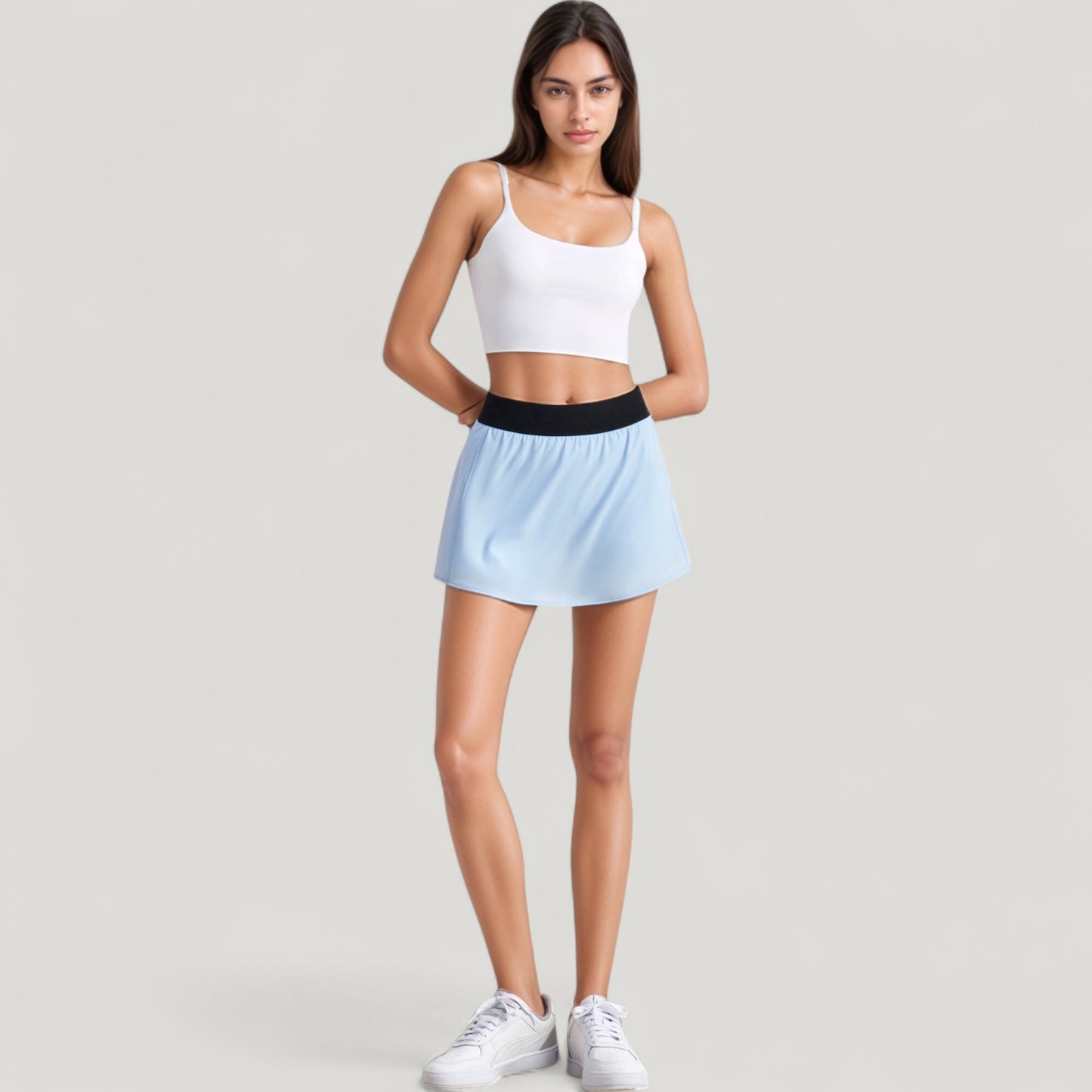 Anna-Kaci Active Women's Scoop Neck Spaghetti Strap Sports Bra with Smooth Finish