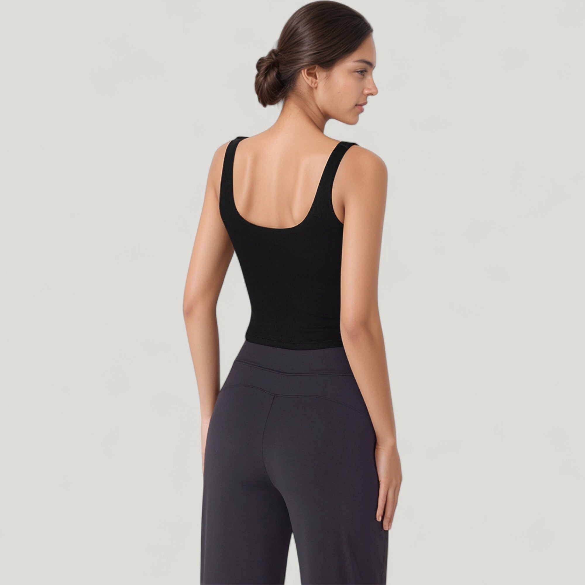 Anna-Kaci Active Women's Ribbed Knit Square Neck Tank Top with Wide Straps