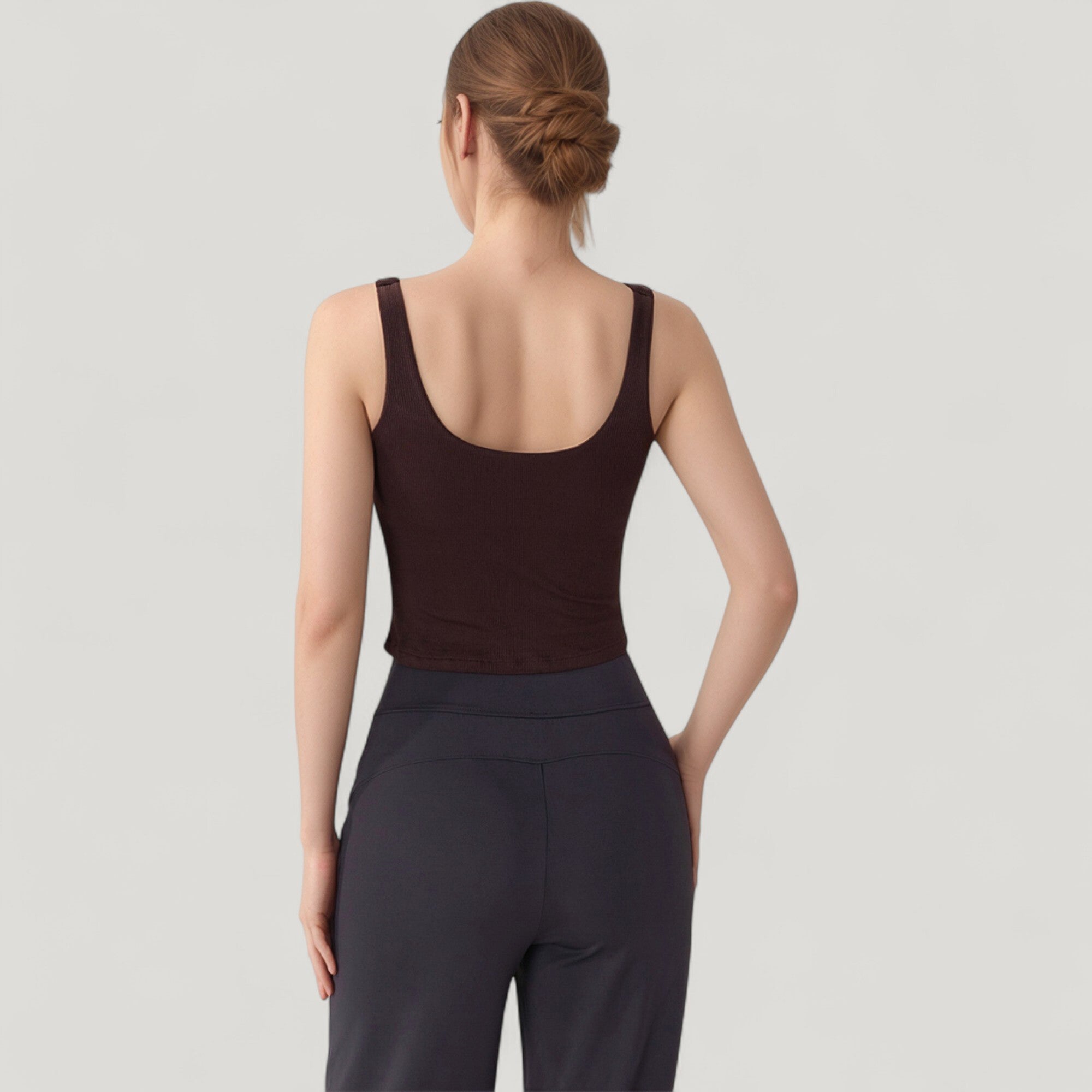 Anna-Kaci Active Women's Ribbed Knit Square Neck Tank Top with Wide Straps