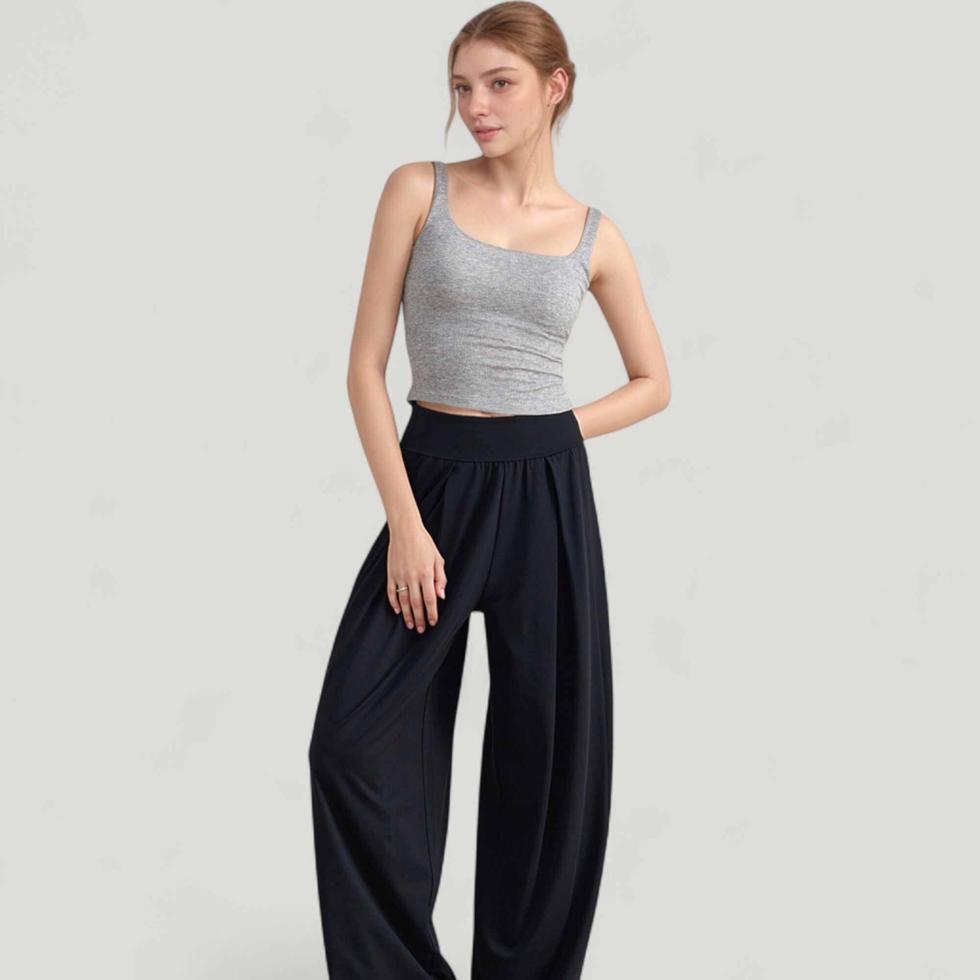 Anna-Kaci Active Women's Ribbed Knit Square Neck Tank Top with Wide Straps