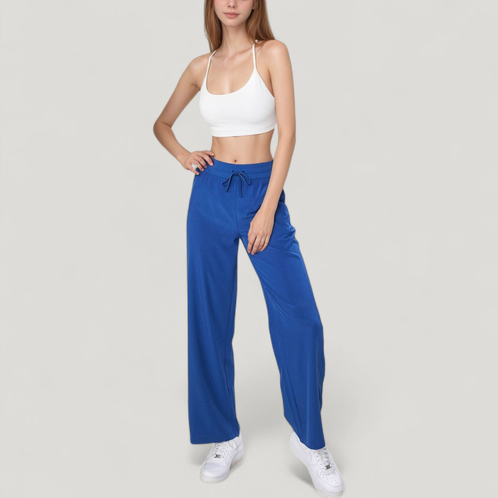 Anna-Kaci Active Women's High Waist Wide Leg Pants with Drawstring Waist and Front Pockets