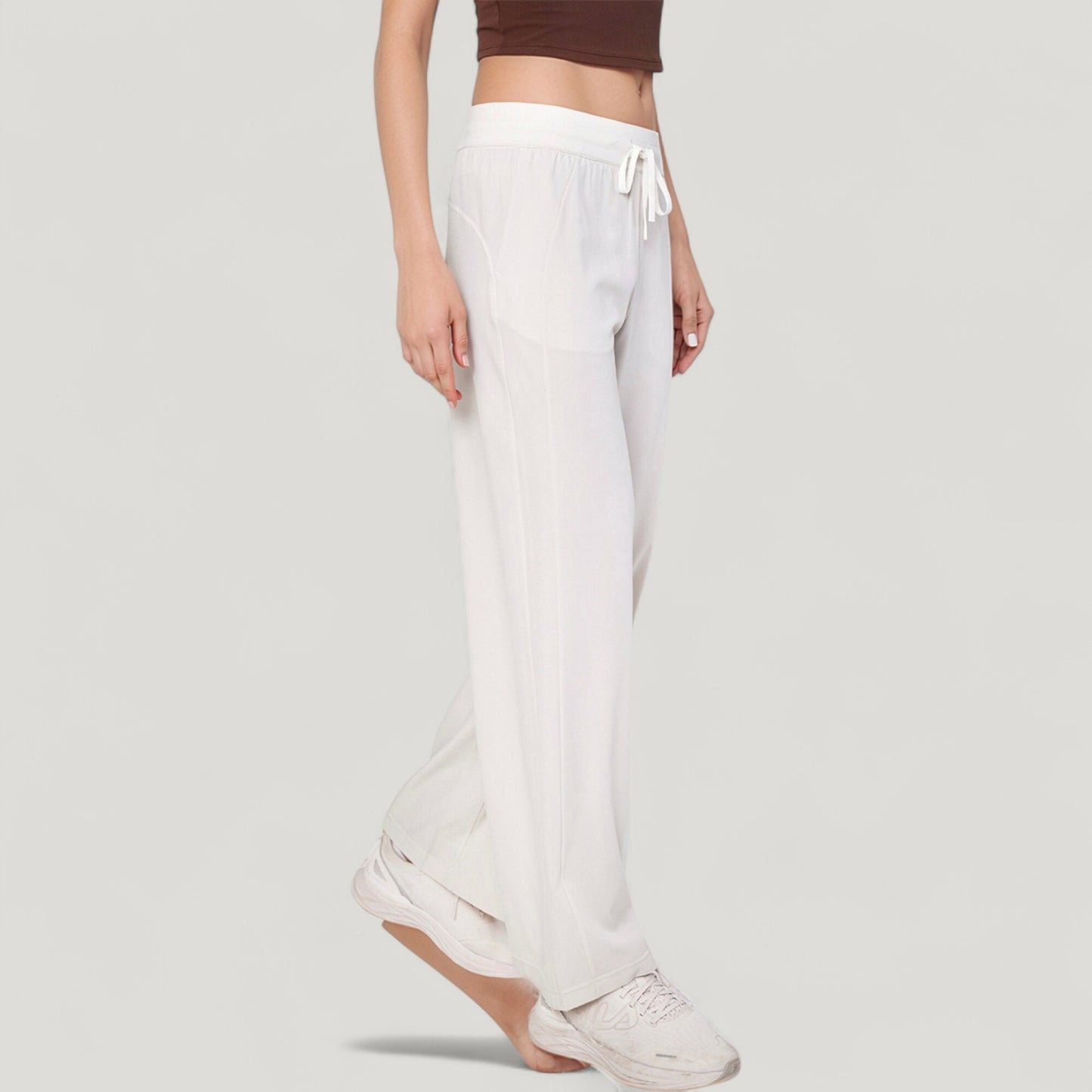 Anna-Kaci Active Women's High Waist Wide Leg Pants with Drawstring Waist and Front Pockets