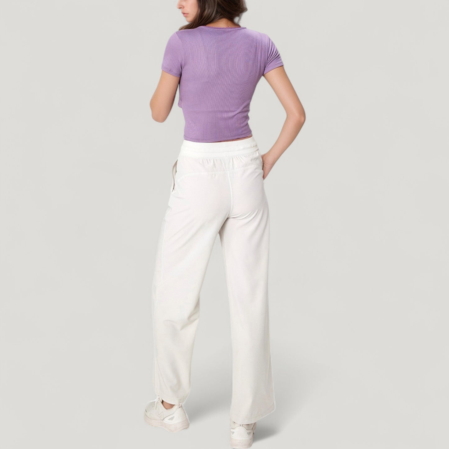Anna-Kaci Active Women's High Waist Wide Leg Pants with Drawstring Waist and Front Pockets