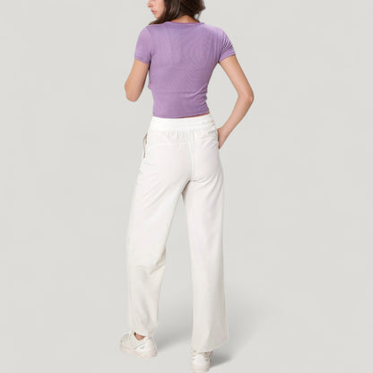 Anna-Kaci Active Women's High Waist Wide Leg Pants with Drawstring Waist and Front Pockets