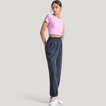 Anna-Kaci Active Women's High Waist Jogger Pants with Elastic Cuffs and Side Pockets